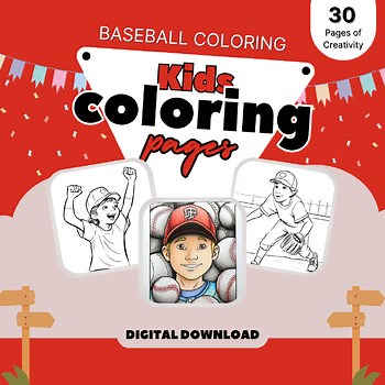 30 Baseball Coloring Pages for Kids - Digital Download | Creative Fun
