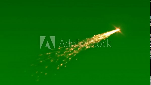 Shooting star transparent background with green screen for video editing backgrounds, special effects, virtual events, and movie production projects.