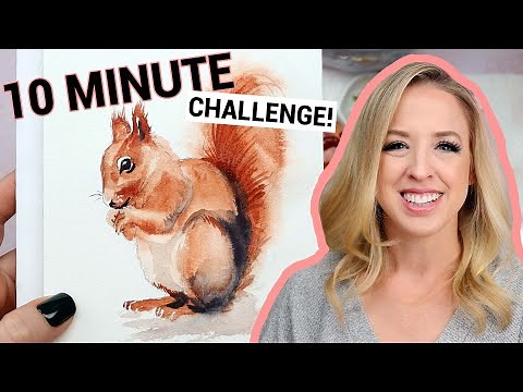 10 Minute Watercolor Painting Challenge Easy Squirrel Tutorial