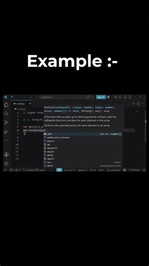JavaScript forEach() Explained 🔥 | Higher Order Function for Beginners #shorts #tech