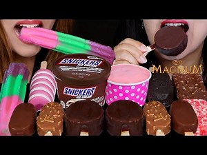 ASMR ICE CREAM PARTY! RAINBOW NERDS BOMB POP, SNICKERS ICE CREAM, MAGNUM ICE CREAM BARS, OREO BAR 먹방