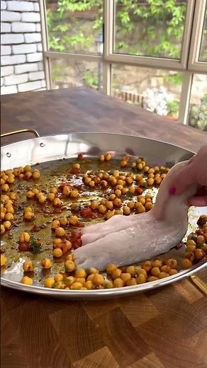 Baked Sea Bass Fillets with Chickpeas and Peppers