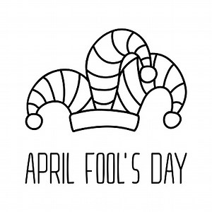 April Fools Day vector doodle card. Outline illustration of jester's...