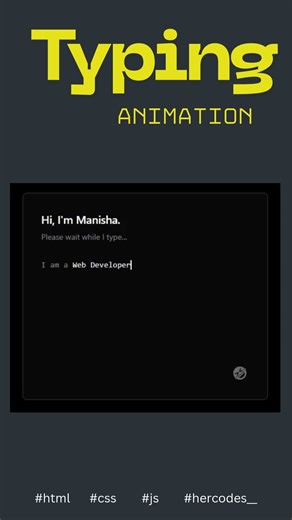 Typing animation in 10 sec HTML CSS JS #coding #frontendcourse #codewithme #cssanimation