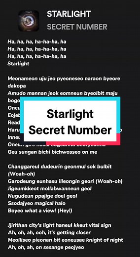 Starlight Full Lyrics Secret Number
