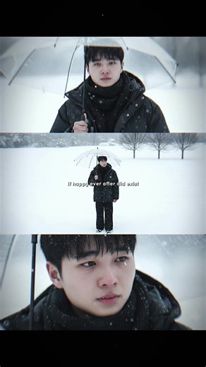 Cinematic Winter Portrait with Black Umbrella