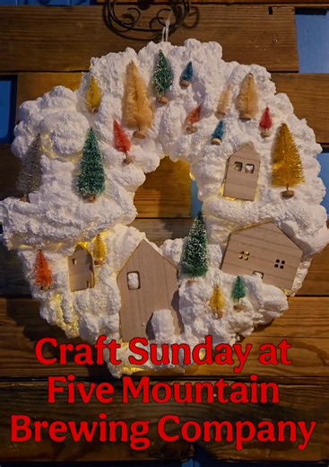 🎅 Who's ready for a winter Christmas craft? 💛❤️. BRING A DATE OR A FRIEND You can work on 1 wreath together, or each of you can work on your own wreath side by side. 🍺 Join us at Five Mountain Brewing Company December 13th at 3 pm for a fun afternoon of Krafting with Kel. (Saturday not Sunday) 🍝🍛 Come early and grab lunch first, they're menu is amazing!!! NO EXPERIENCE REQUIRED! Extras will be available tonadd into your wreath, or bring your own to add. Seating is limited. Ticket link below