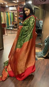 154K views · 1.3K reactions | Forest green and cherry red crepe silk saree with Banarasi woven border Code 13305 WhatsApp us at 9846355800 for queries and link | AshimaFashionstore | Facebook