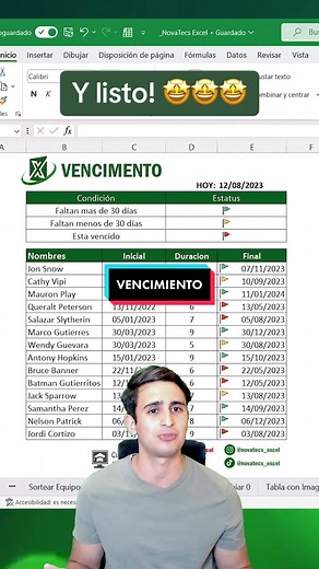 Indicadores de vencimiento en #excel 😎