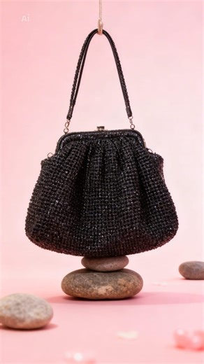 Handmade Black Crochet Raffia Clutch Bag – Woven Pouch With Silver Chain Strap - Etsy