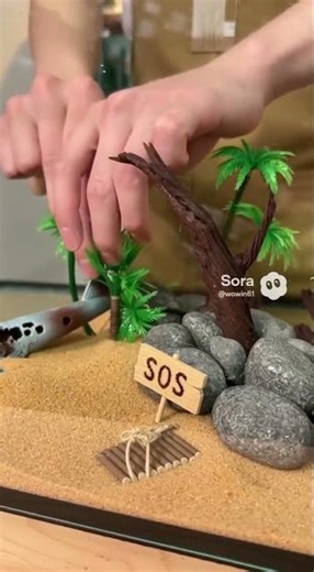 金魚のアクアリウムのレイアウトをしてみた、テーマは 飛行機遭難の無人島