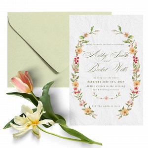 Floral Wedding Invitation Template, Printable Wedding Invitation, Wedding Invitation, Wildflower Invitation, Floral Wreath. - Etsy