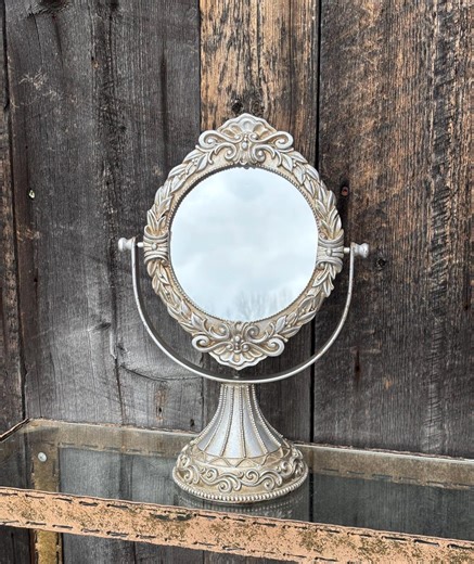 Beautiful Resin Vanity Mirror - Makeup Mirror - Decorative Vintage Silver Mirror on Base Stand. - Etsy