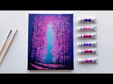 Easy Enchanted Forest Acrylic Painting Tutorial | Step by Step
