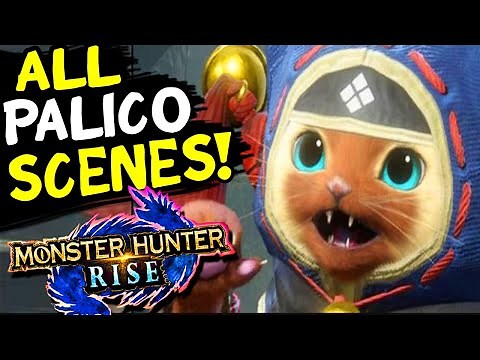 Monster Hunter Rise - All Palico & Palamute Cutscenes / MHRise All Chef Palico + Palamute Cutscenes