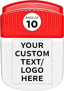Custom Square Magnetic Clips Set of 10, Personalized Bulk Pack - Great for Office, School, Business, Tradeshows, Events - White Red
