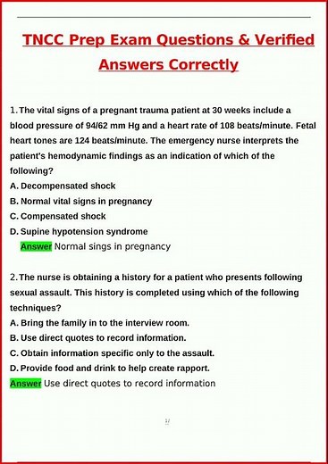 Tncc Pre Exam Latest Actual Questions And Verified Answers A video