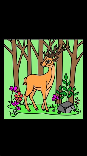 How to draw a simple forest with a deer 🦌 STEP BY STEP GUIDE #viral #video #painting #wilddrawing