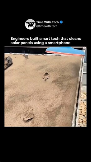 Artificial Intelligence | Technology on Instagram: "SOLAR PANELS CAN NOW CLEAN THEMSELVES Engineers developed a smart system that allows solar panels to be cleaned using a smartphone - activating automated brushes or vibration mechanisms remotely. By removing dust and debris regularly, panels maintain higher efficiency without manual labor or water-intensive cleaning. Supporters say this could significantly boost solar output in dusty regions while reducing maintenance costs. Critics note that d