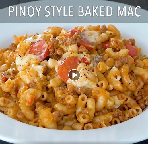 Pinoy Style Baked Macaroni with White Sauce https://panlasangpinoy.com/ | Panlasang Pinoy