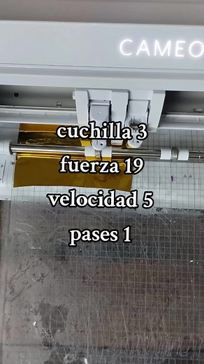 configuración para vinil metalizado en cameo4 cuchilla 3 fuerza 19 velocidad 5 pases 1 #cortevinil #cameo4 #vinil #silhohettecameo