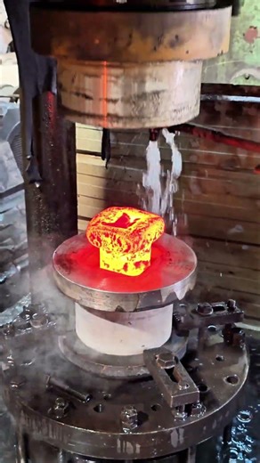 Inside the global forge hub Workflow for shaping high-temperature steel ingots using a forging press