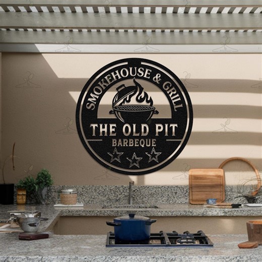 Personalized BBQ Grill Sign With Name, Custom Smokehouse Metal Sign, Backyard Barbecue Decor, Man Cave Wall Art - Etsy