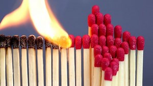Matches in the shape of an arrow which burn.