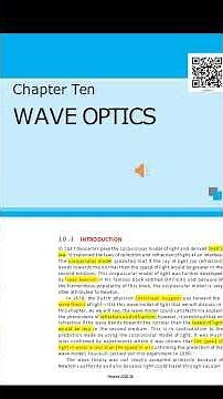 WAVE OPTICS for class 12 CBSE PHYSICS
