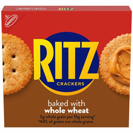 RITZ Whole Wheat Crackers, Snacks for Kids and Adults, Lunch Snacks, 12.9 oz