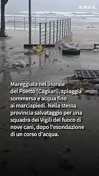 Maltempo in Sicilia e Sardegna, forti raffiche di vento e strade allagate #ansa #news