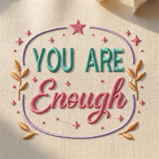 You Are Enough Embroidery Design, Positive Quote Mental Health Machine Embroidery Pattern for Sweatshirts, T-shirts & Decor, 6x7 Hoop File - Etsy