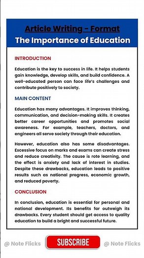 Article Writing ✍️ | Format & Example 📝 #shorts #boardexam2026 #toppers #viral #trending