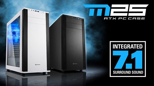 Sharkoon M25-W ATX PC Case with an integrated sound card offering virtual 7.1 surround sound. Price in Europe 54.90€ - http://bit.ly/2fYl3Rt | Sharkoon