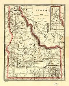 1896 Map of Cram's township and railroad map of Idaho. Indexed township and county map showing relief by hachures, drainage, and cities and towns. Railroads are distinguised by color. Idaho, United