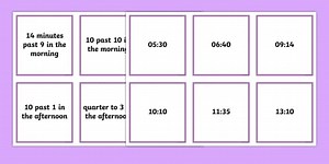 24-Hour and 12-Hour Matching Cards