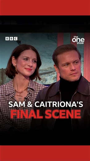 “It was so emotional.” #Outlander stars Caitriona Balfe and Sam Heughan open up about their final scene together 🥹✨ #TheOneShow #iPlayer | The One Show
