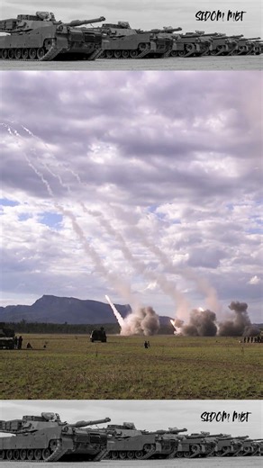 3 HIMARS Rocket Launchers in Action