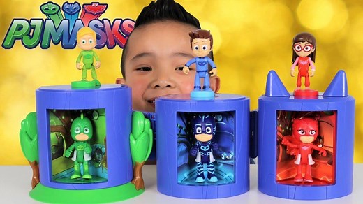 PJ Masks Transforming Headquarters Toys With Greg Connor Amaya Catboy Gekko Owlette Ckn ToysHi guys, today we are playing with this new PJ Masks Headquarters Transforming Catboy Gekko and Owlette figure set.With the push of a button, watch your favorite PJ Masks characters turn into the nighttime hero! The PJ Masks Catboy Transforming Figure Set includes one poseable Connor figure, one poseable Catboy figure and one transforming play set. Just place the 3" Connor and Catboy figures on either sid