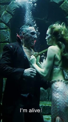 The Mermaid and the Vampire: #digitalart #midjourney #aiart #horror #mermaid #animation #movie