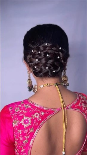 Modern braided Bun Hairstyle | Indian Bridal Hairstyles #shorts #wedding #bridalhairstyle