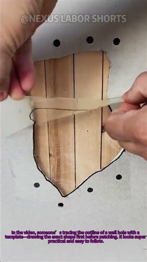 Wall Hole Repair Trick！Trace & Patch for Clean Fix #DIYHomeRepair #WallPatchTips