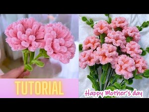 FREE TUTORIAL DIY FLOWER | How to make flower with pipe cleaners | Carnation
