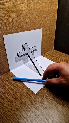 3D "Cross"! TUTORIAL HERE 👇 #drawing #art #3dart #viral #draw #opticalillussion #easydrawing #cross