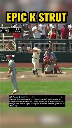 Gage Wood just threw one of the best games in college baseball history: 19 k no hitter in the CWS
