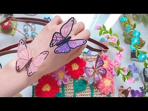 オーガンジー刺繍で立体の蝶々☆butterfly embroidery＊