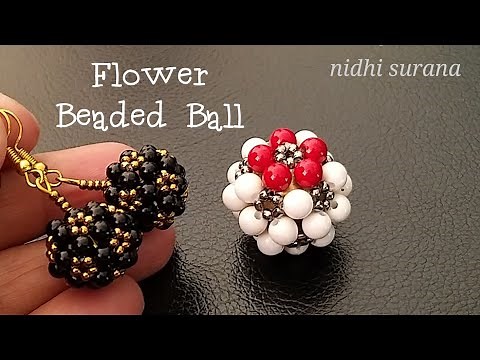 ⚜️How to make a Flower Bead Ball || Beaded ball Earrings & Charm Tutorial Diy (0412)