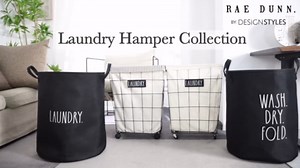 Rae Dunn Heavy Duty Laundry Hamper on Wheels - Lined Basket with Removable Cloth Liner - By Designstyles