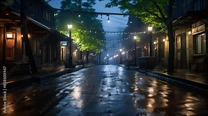 Urban Alley at Night: Weathered Architecture, Atmospheric Lighting, and Soggy Streets. Concept Urban Alley, Night Photography, Weathered Architecture, Atmospheric Lighting, Soggy Streets