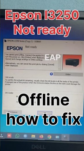 Epson l3250 not Ready | Offline fix